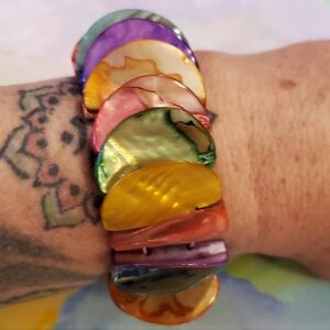 Shell Bracelet Colorful Wide Panels Island Girl